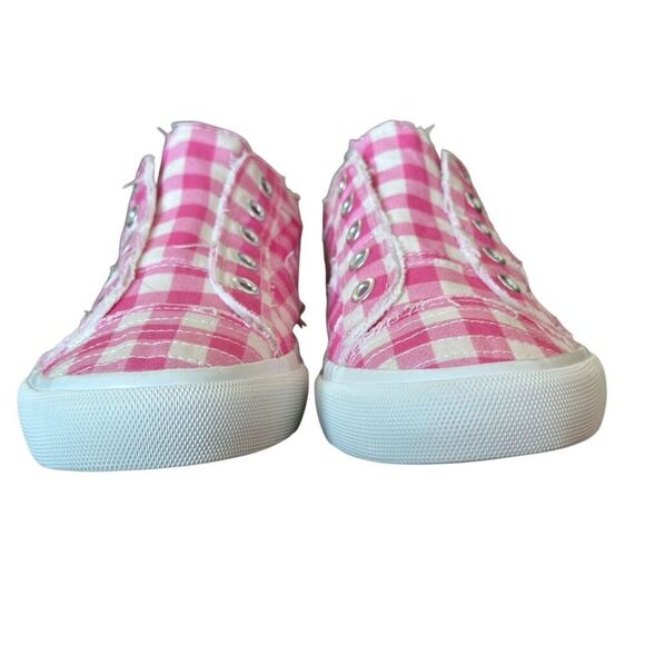 Corkys NEW Babalu Pink & White Gingham Print Slip On Sneakers Size 8 - Picture 5 of 9
